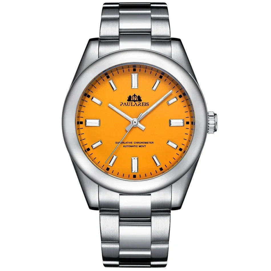 Automatic Watch for Men Mechanical Stainless Steel Luxury Red Yellow Sky Blue Green Colorful Rainbow 41mm Reloj Hombre Baratos
