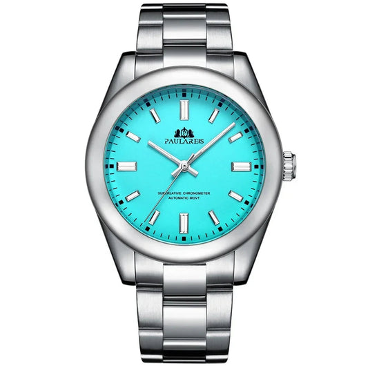 Automatic Watch for Men Mechanical Stainless Steel Luxury Red Yellow Sky Blue Green Colorful Rainbow 41mm Reloj Hombre Baratos