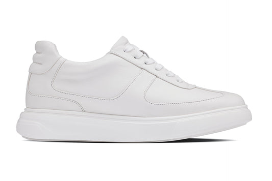 CALTO - J2201 - 2.6 Inches Taller (White/White Sole) - Lightweight Nappa Sneakers