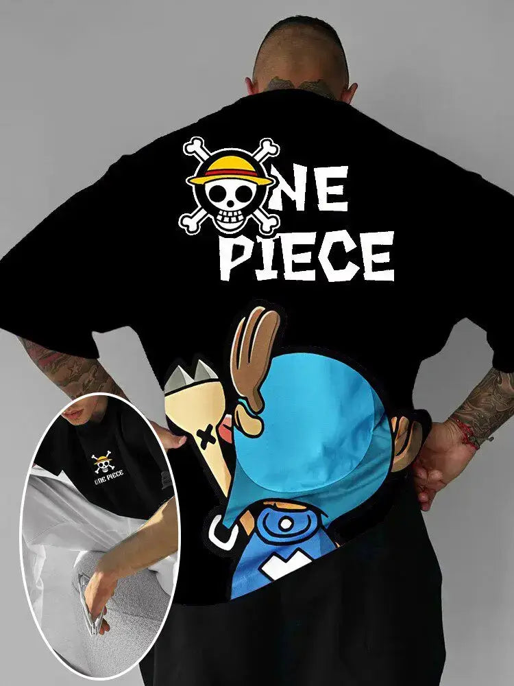 One Piece Graphic T-Shirt: Luffy & Zoro Oversized Streetwear