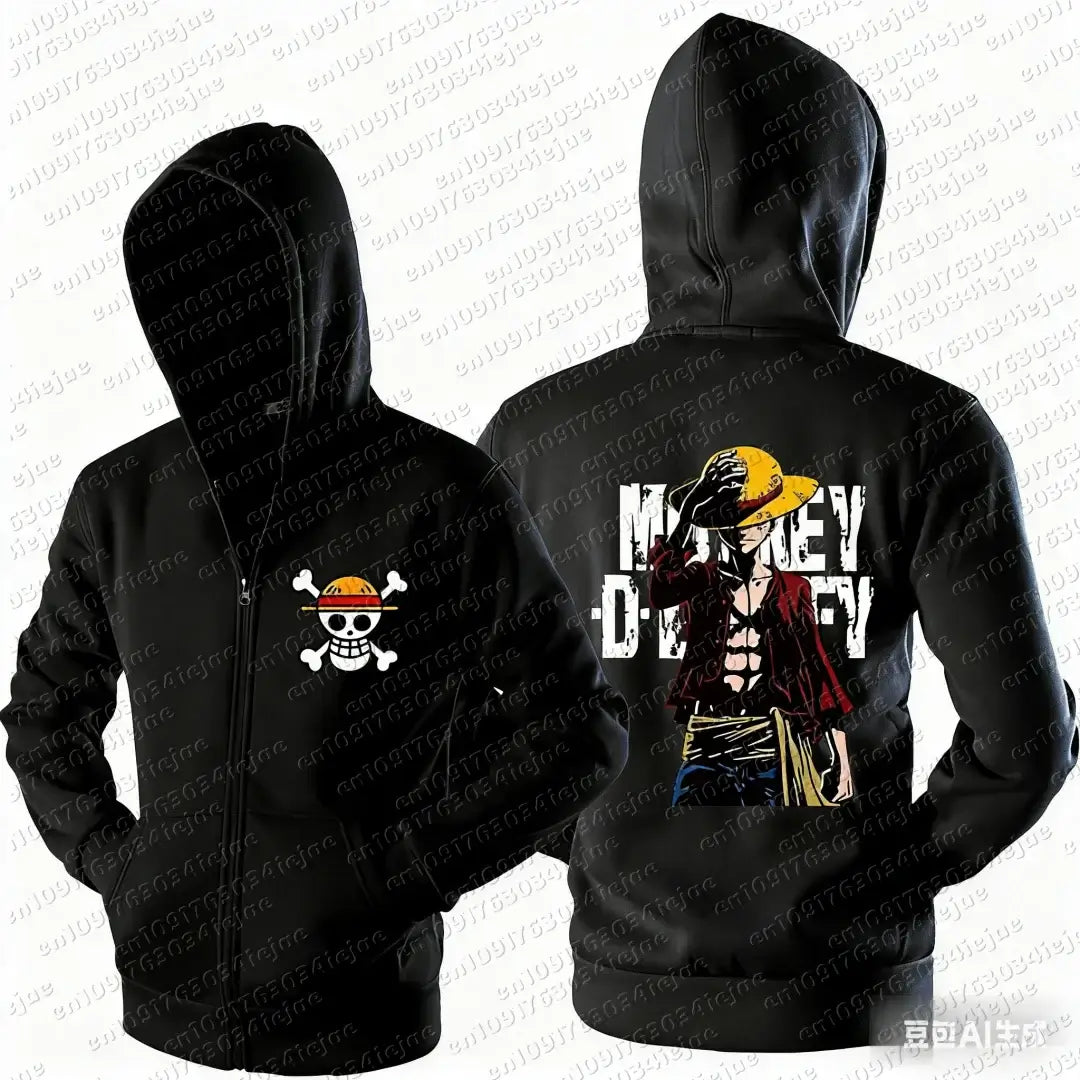Luffy Zipper Hoodie One Piece 3D Print Streetwear Autumn
