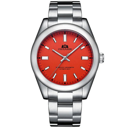 Automatic Watch for Men Mechanical Stainless Steel Luxury Red Yellow Sky Blue Green Colorful Rainbow 41mm Reloj Hombre Baratos