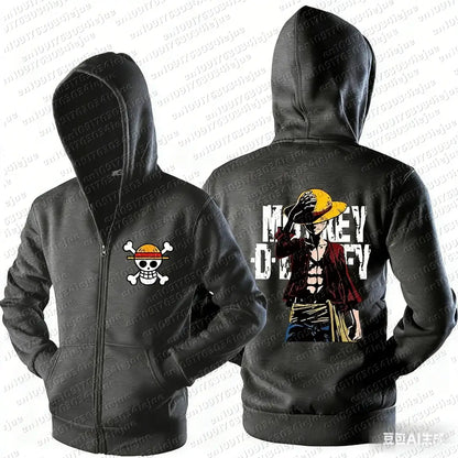 Luffy Zipper Hoodie One Piece 3D Print Streetwear Autumn