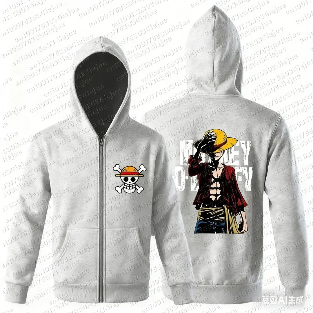 Luffy Zipper Hoodie One Piece 3D Print Streetwear Autumn