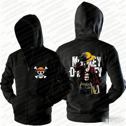 Luffy Zipper Hoodie One Piece 3D Print Streetwear Autumn