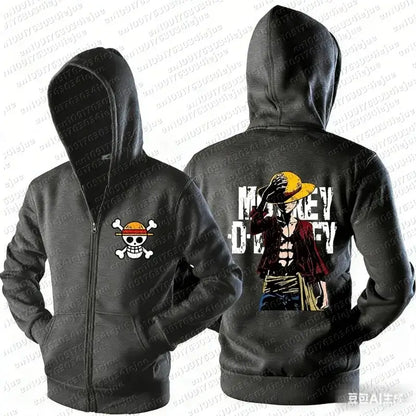 Luffy Zipper Hoodie One Piece 3D Print Streetwear Autumn