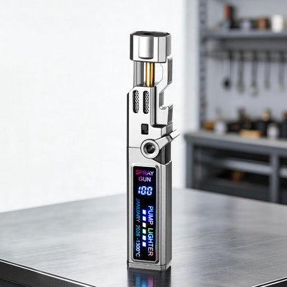 Windproof High‑Temperature High‑Power Outdoor Torch Lighter with LED Digital Display, Metal Body & Bottle Opener